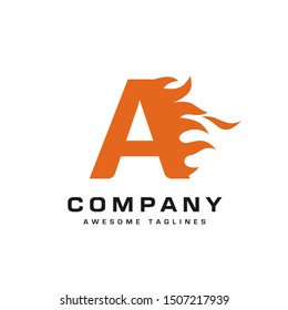 creative Letter a and fire Logo template design vector concept