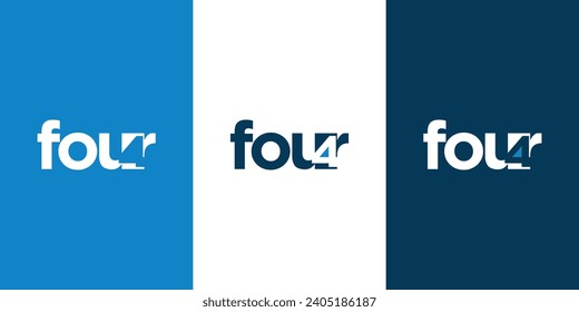 Creative Letter FOUR And 4 Logo Icon Unique Design Template Illustration