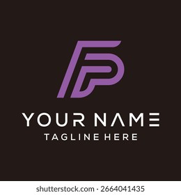 Plantilla de Vector de diseño de logotipo de carta creativa FP