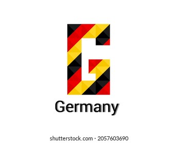 Creative Letter G with 3d germany colors concept. Good for print, t-shirt design, logo, etc. Vector illustration.