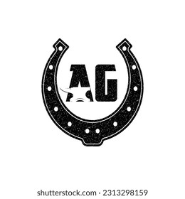 Creative Letter A G for Farrier Service with. A G, Anvil, horseshoe. Good for logos, farrier services promo materials or banners