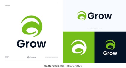 Creative letter G green with circle logo icon design vector template element editable, symbol abstract geometric initial G circular for nature leaf and other brand identity business.