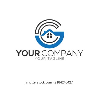 Creative Letter G House Logo Icon Design Vector Template.