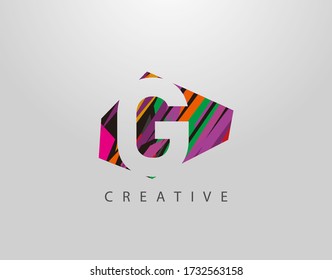 Creative Letter G Logo. Abstract G letter design,Negative Space Logo made of various Strips shapes in color.