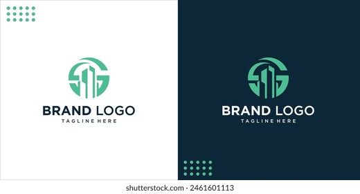 Creative Letter G logo with building, design inspiration, vector