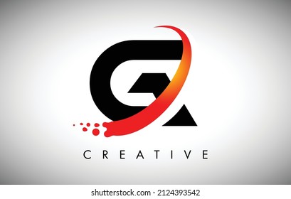 Creative Letter G Logo with Curved Red Swoosh and Dots. Modern Trendy Letter G Icon for Personal Logo or Company Identity Vector Illustration
