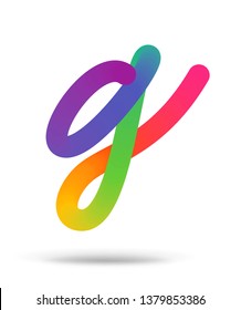 Creative letter g logo design vector template. Rainbow cursive font isolated on white background. 