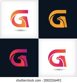 Creative Letter G logo design with Eagles Bird concept for Business Company . Abstract letter logo Design Template with different color version set.