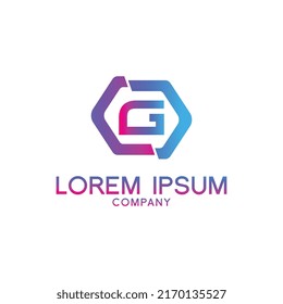 Diseño del logotipo de la letra creativa G con símbolo de punto o punto