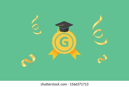 Creative letter G Logo. With graduation cap-vector
