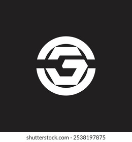 Creative letter G logo hexagon shape inside circle shape unique icon design template