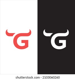 Creative Letter G Logo. Horn Bull Letter G Vector Logo Design Template