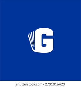 Creative letter G logo integrated with an open book icon. Clean professional vector design for educational apps, digital libraries, and online learning platforms.