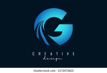 Creative letter G logo with leading lines and road concept design. Letter G with geometric design. Vector Illustration with letter and creative cuts and lines.