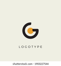 Letra creativa G para logotipo y monograma. Letra minimalista de estilo artístico con manto amarillo para educación, festivo y gráfico de fiesta o tecnología. Diseño tipográfico vectorial