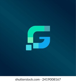 Creative Letter G Pixel Logo Design Element. Vorlage für Vektorgrafik-Logo Design