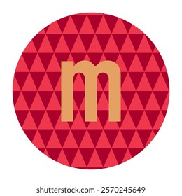 Creative letter ‘m’ in geometric triangular pattern circle. Elegant vector design for logo, monogram, or decorative element.
