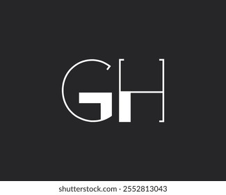Design do logotipo da carta criativa GH para a empresa