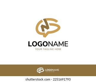 Creative Letter GN with brain logo concept
