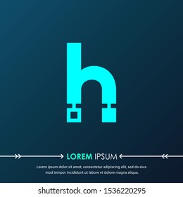 Creative  letter h digital circuit style font. Blue letter made of electric current wires and connectors. Modern design concept.