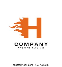 creative Letter h and fire Logo template design vector concept