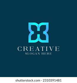 Creative Letter H Flower logo design template	
