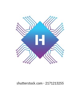 Creative Letter H logo design with point or dot symbol