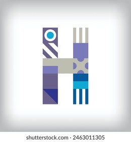 Creative letter H logo design with geometric shapes. Creative educational colorful graphics. Vector
