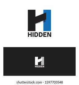 creative letter H logo with hidden face peeking