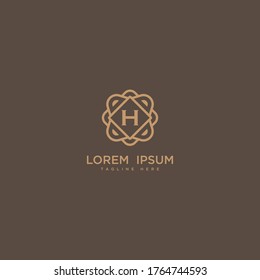 Creative Letter H Logo Symbol Vektordesign. Luxuriöser Schmuckrahmen Edelkantenlogotype. Drucken Sie ein Zeichen mit Stempelzeichen aus Monogramm.