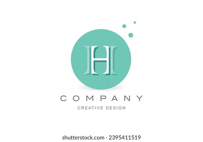 Creative letter H logo icon design vector illustration. Template for company or business with square dots and green pastel color