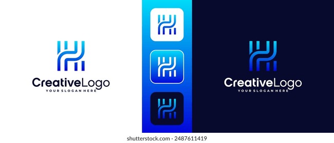Elementos de Plantilla de iconos de logotipo de Creative Letter H, diseño para negocios y tecnología