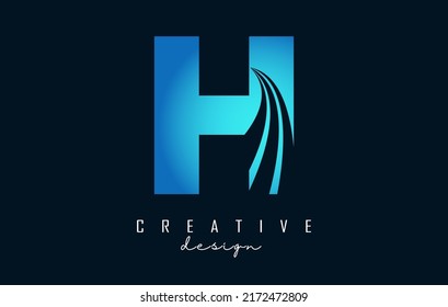 Logo de letra creativa H con líneas principales y diseño de concepto de carreteras. Letra H con diseño geométrico. Ilustración vectorial con letras y líneas y cortes creativos.