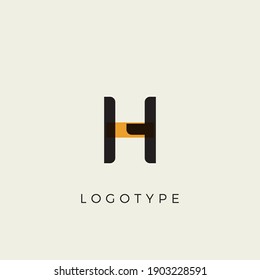 Creative letter H for logo and monogram. Minimal artistic style letter with yellow spot for education, festive and party or technology graphic. Vector typographic design