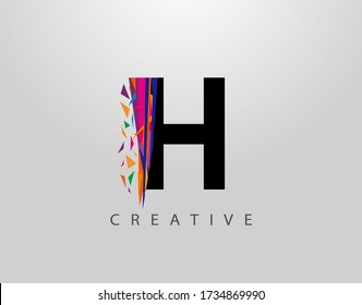 Creative Letter H Logo. Mosaic Abstract H letter design, made of various Strips shapes in color.