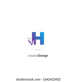 Creative Letter H Pixel Logo Design Element. Design Vector Pixel Logo Template