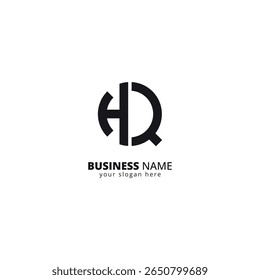 Logotipo creativo de la letra H y Q, diseño atrevido del monograma.