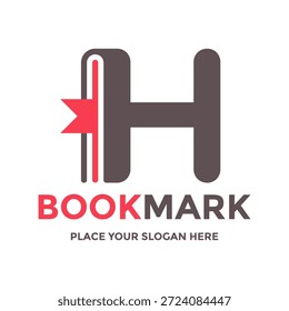 Creative letter H shaped like a book logo design. Vector illustration symbolizing education, reading, library, and publishing business identity.