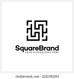 creative letter H square modern logo illustration
