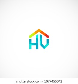 Creative Letter H V House Real Estate Design Vector