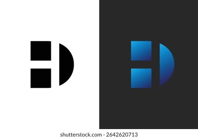 Creative letter HD logo design with negative space style, clean and clever design, vector illustration