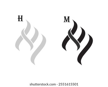 Creative Letter HM Minimalist Logo Design Icon Template White Background.