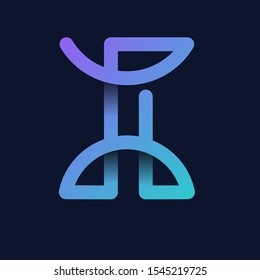 Creative Letter "I" Rainbow logo icon isolated on dark background. Trend Letter logo template with rainbow and anagram symbol. Vector Illustration.