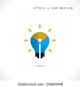 Creative letter A icon abstract  logo design vector template with creative light bulb symbol. Corporate business and education creative logotype symbol.Vector illustration