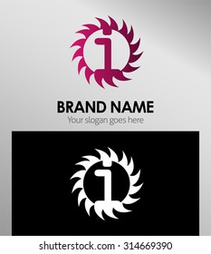 Creative letter i icon. Sun logo concept
