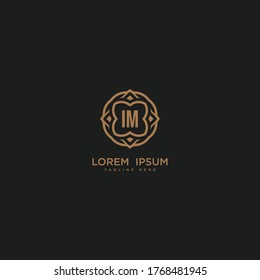 Creative letter IM logo icon design. Luxury jewelry frame gem edge logotype.