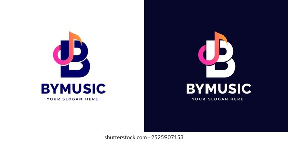 Creative letter initial B modern with music note song icon symbol logo design concept. Initial symbol for studio corporate business identity. Alphabet vector illustration element