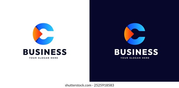 Creative letter initial C gradient modern icon symbol logo design concept. Initial symbol for corporate business identity. Alphabet vector illustration element