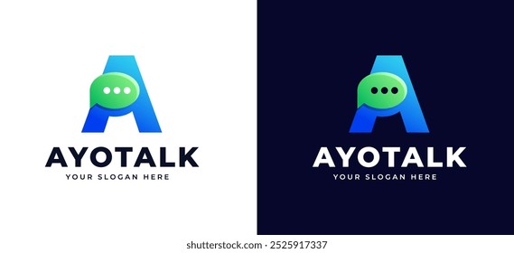 Creative letter initial D gradient modern with Bubble Chat Talk symbol logo design concept. Initial symbol for corporate business identity. Alphabet vector illustration element