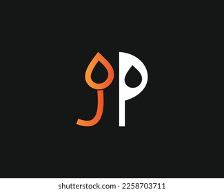 plantilla vectorial de diseño de logotipo IP o JP de letra creativa